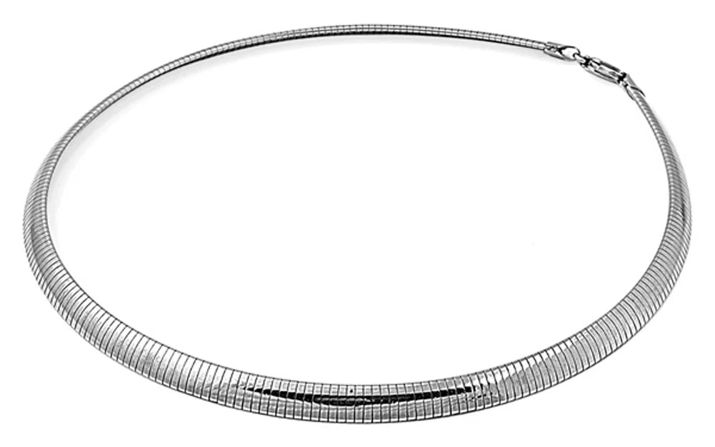 Sterling Silver Reversible Oval Omega Snake Chain 6mm Solid 925 Italy Necklace 18" Jewelry Female