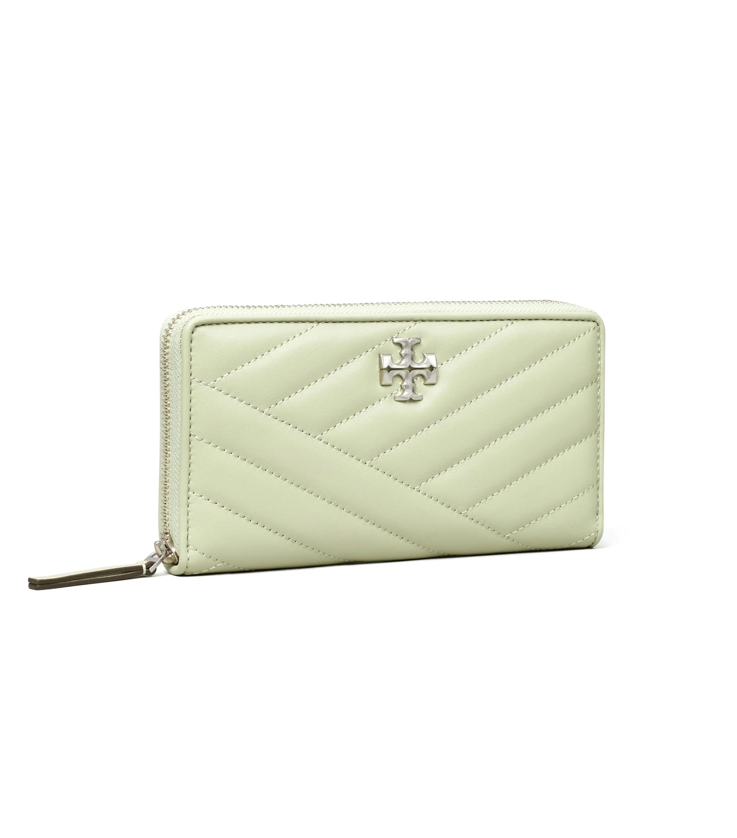 Tory Burch Women's Kira Chevron Zip Continental Leather Wallet (Pine Frost)