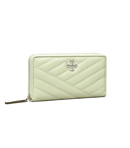 Tory Burch Women's Kira Chevron Zip Continental Leather Wallet (Pine Frost)