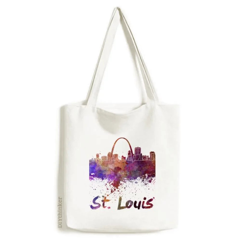 St.Louis America City Watercolor Tote Canvas Bag Shopping Satchel Casual Handbag