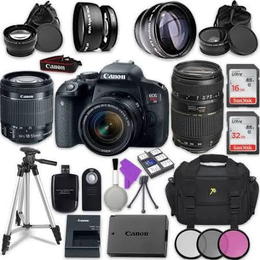 Canon EOS Rebel T7i Digital SLR Camera w/ EF-S 18-55mm IS STM Lens||Tamron Zoom Telephoto AF 70-300mm f/4-5.6 Autofocus Lens ||Accessory Bundle