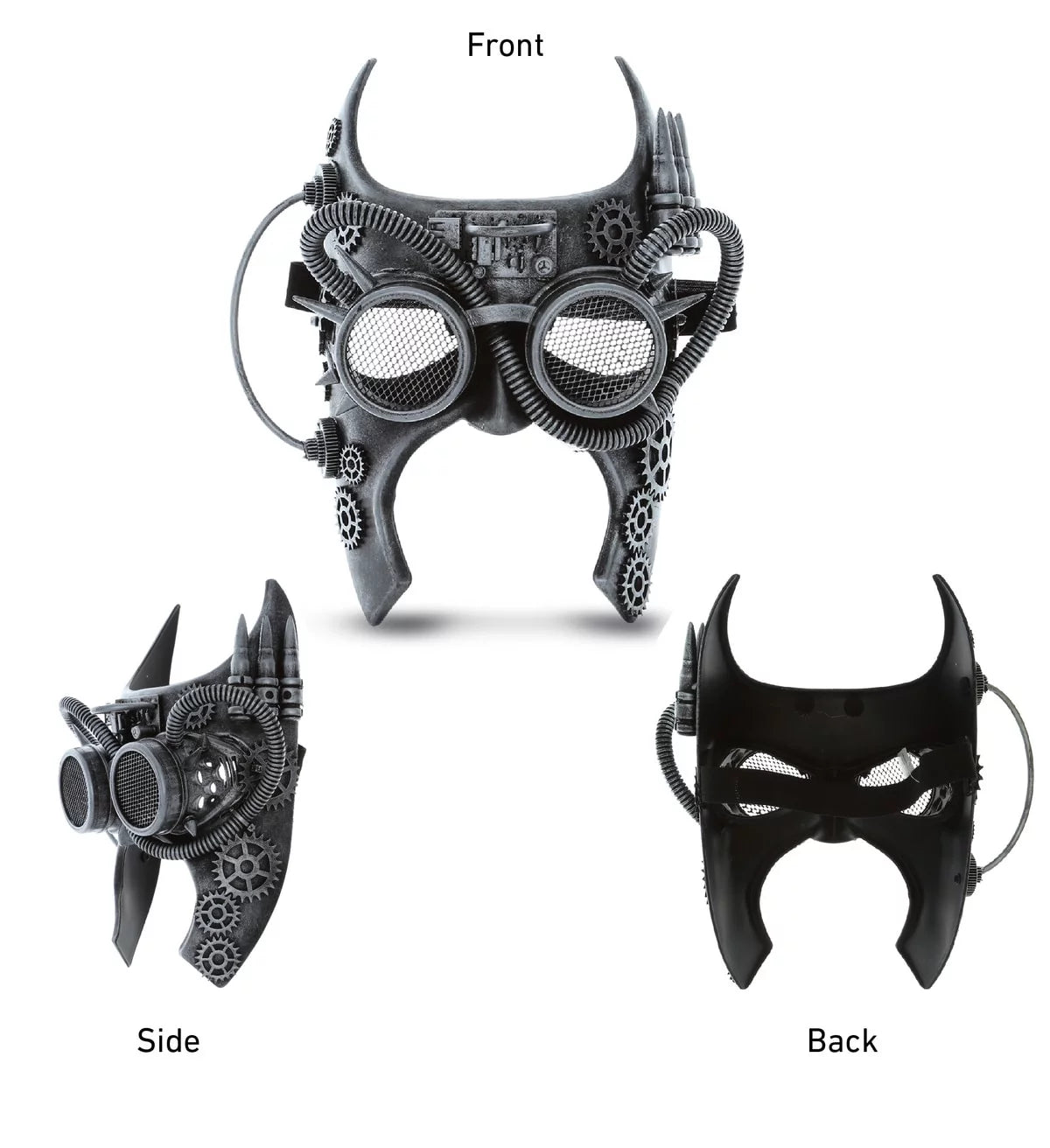 Attitude Studio Steampunk Gladiator Half Face Mask Robot Goggle Costume - Silver