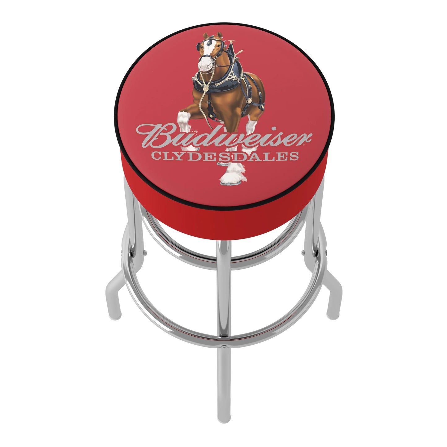 Trademark Gameroom Budweiser Clydesdale Red Bar Stool with Padded Cushion