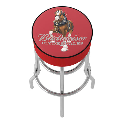 Trademark Gameroom Budweiser Clydesdale Red Bar Stool with Padded Cushion