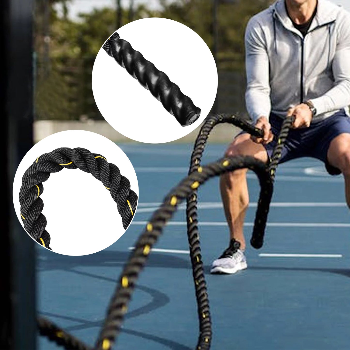 50Ft Length Fitness Battle Rope Gym Workout Strength Training Conditioning Undulation Power Exercise Combat Ropes